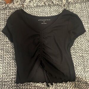 aeropostale cropped black top with tie detail
